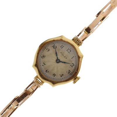 Lot 333 - Rolex - Lady's 1920s 18ct gold cased bracelet watch