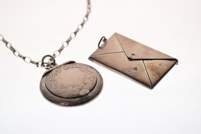 Lot 357 - Early 20th century novelty white-metal stamp case in the form of an envelope, etc