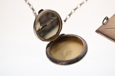 Lot 357 - Early 20th century novelty white-metal stamp case in the form of an envelope, etc