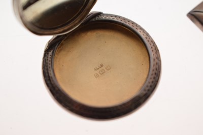 Lot 357 - Early 20th century novelty white-metal stamp case in the form of an envelope, etc
