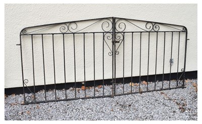 Lot 817 - Pair of wrought iron black painted driveway gates