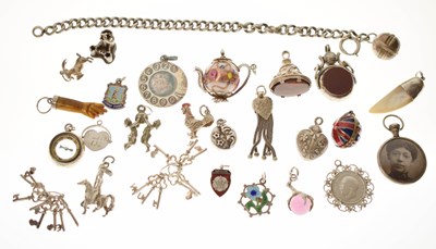 Lot 298 - Group of assorted silver charms and bracelet