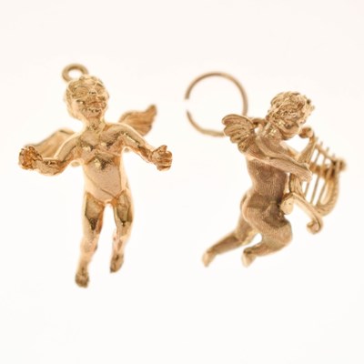 Lot 234 - Two 9ct gold angel charms
