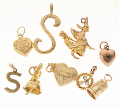 Lot 244 - Assorted 9ct gold and yellow metal charms