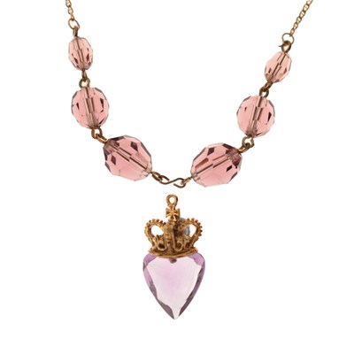 Lot 113 - 9ct gold necklace and crown pendant