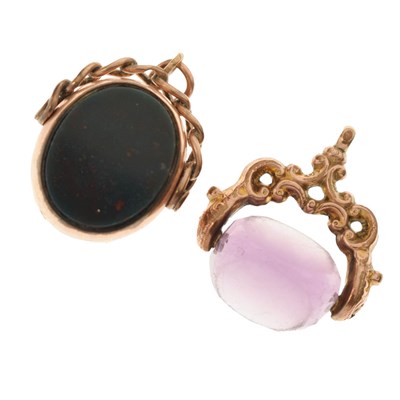 Lot 239 - 9ct gold swivel fob and a gilt fob (2)