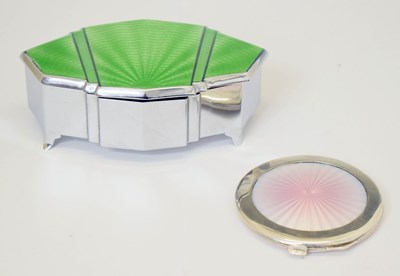 Lot 212 - George V silver and enamel compact plus Art Deco enamel jewellery box