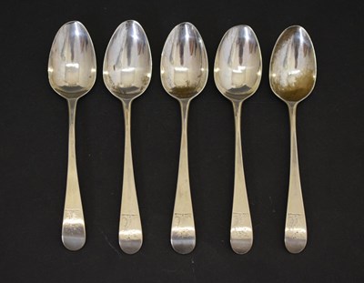 Lot 215 - Hester Bateman - Five George III silver teaspoons