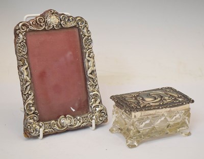 Lot 210 - Edwardian silver topped trinket box and photograph frame