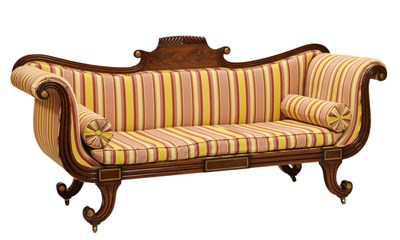 Lot 511 - Regency mahogany and parcel gilt scroll end sofa