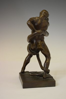 Lot 233 - Attributed to Lord Frederic Leighton - Bronze maquette, 'An Athlete wrestling a python'