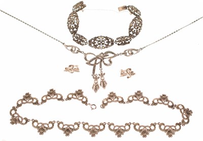 Lot 271 - Collection of vintage marcasite jewellery