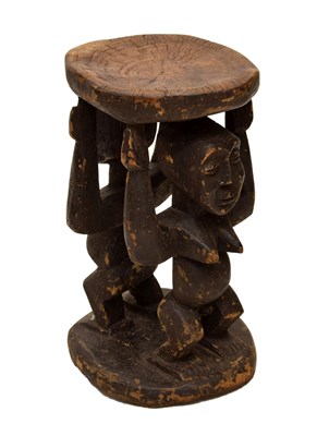 Lot 255 - African carved wooden figural stool