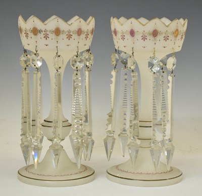Lot 575 - Pair of glass candle lustres