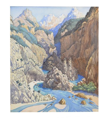 Lot 719 - Phyllis Emmerson (20th century) - Watercolour - Karpensesi River, Aetolia