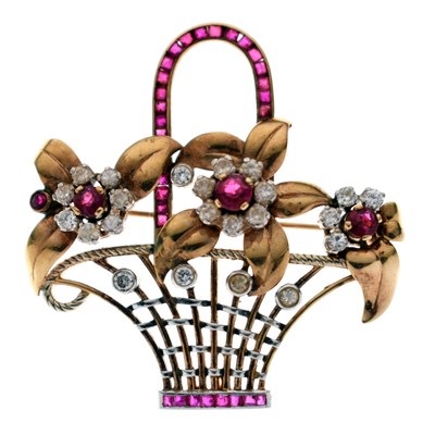 Lot 37 - Ruby and diamond giardinetto brooch