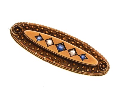 Lot 83 - Victorian sapphire and diamond 15ct gold brooch