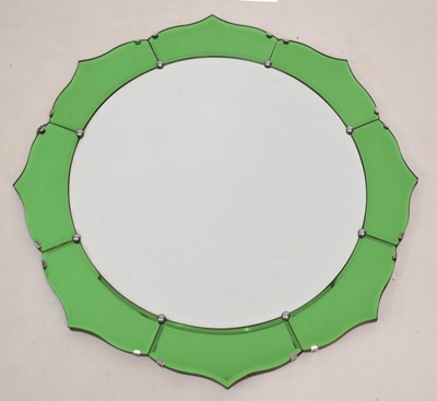 Lot 784 - 1930s Art Deco green tinted wall mirror