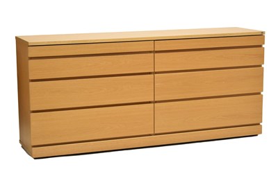 Lot 764 - Skovby Danish oak side-by-side eight drawer chest / sideboard