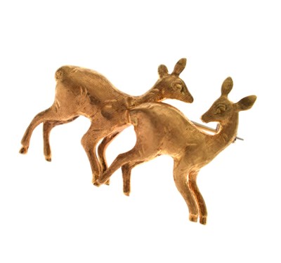 Lot 40 - Yellow metal (18ct) deer brooch