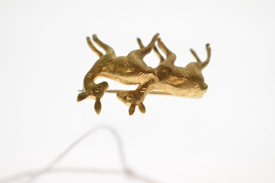 Lot 40 - Yellow metal (18ct) deer brooch