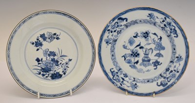 Lot 679 - Two late 18th or early 19th century Chinese porcelain blue and white plates