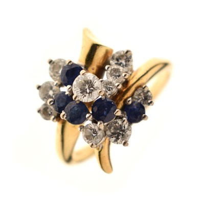 Lot 20 - Sapphire and diamond 18ct gold cocktail ring