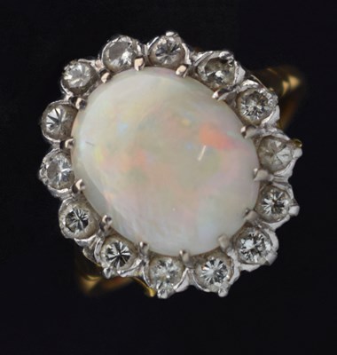 Lot 18 - Opal and diamond cluster ring