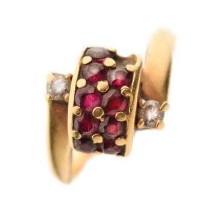 Lot 17 - Ruby and diamond ring in yellow metal mount (tests as 18ct)
