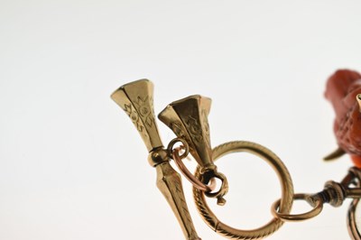 Lot 69 - 19th century coral bull head fob seal and others