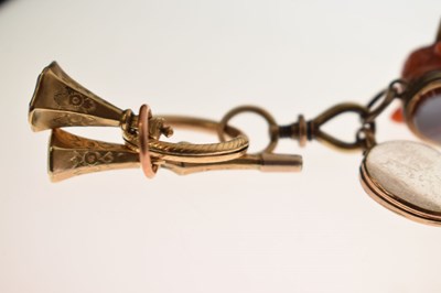 Lot 69 - 19th century coral bull head fob seal and others