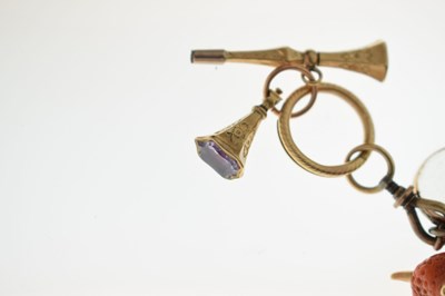 Lot 69 - 19th century coral bull head fob seal and others