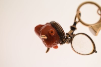 Lot 69 - 19th century coral bull head fob seal and others