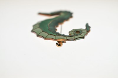Lot 71 - David Andersen Norwegian enamelled silver gilt seahorse brooch