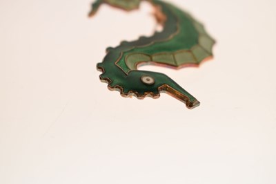 Lot 71 - David Andersen Norwegian enamelled silver gilt seahorse brooch