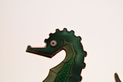 Lot 71 - David Andersen Norwegian enamelled silver gilt seahorse brooch