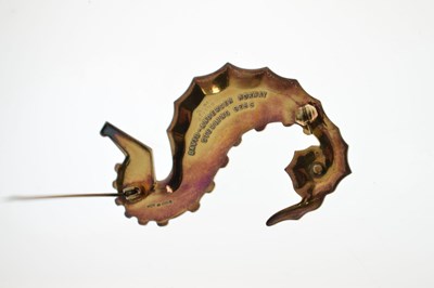 Lot 71 - David Andersen Norwegian enamelled silver gilt seahorse brooch