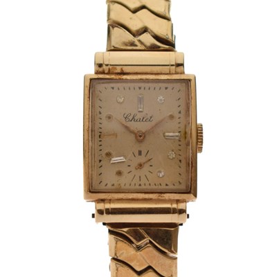 Lot 315 - Chalet - Gentleman's vintage 14k yellow metal bracelet watch