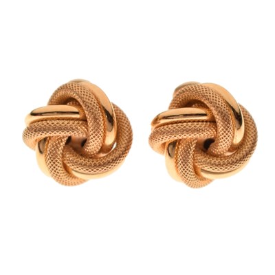 Lot 216 - Pair of Italian 18ct gold knot earrings