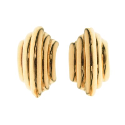 Lot 217 - Pair of Italian 18ct yellow gold earrings 5.6g