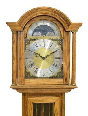 Lot 743 - Smallcombe clocks - Reproduction oak cased grandmother clock