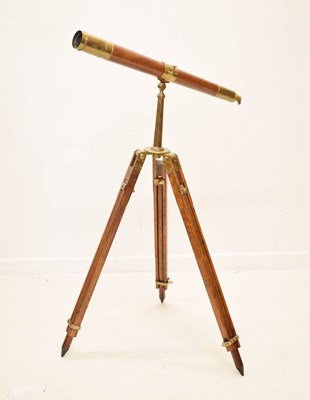 Lot 553 - Brass and hardwood telescope and tripod