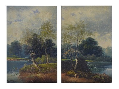 Lot 709 - George Harris (1855-1936) - Oil on board - Pair of riverside scenes