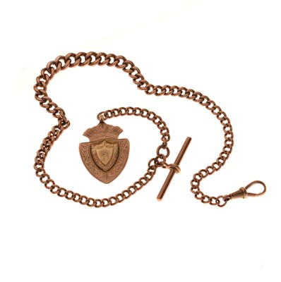 Lot 147 - Early 20th century 9ct rose gold graduated curb link Albert chain