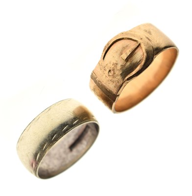Lot 71 - 9ct gold buckle ring and a 9ct white gold wedding band