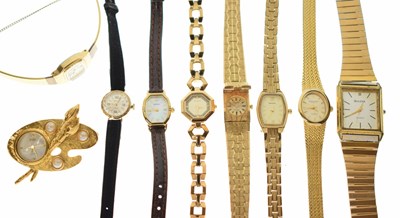 Lot 345 - Gentleman's Bulova gold plated and stainless steel bracelet watch