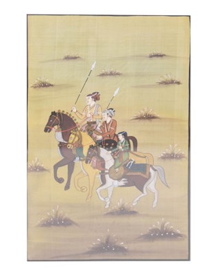 Lot 684 - Follower of Balchand (Indian, 17th century) - Painted silk panel
