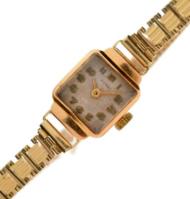 Lot 328 - Agart - Lady's vintage 18ct gold cased bracelet watch