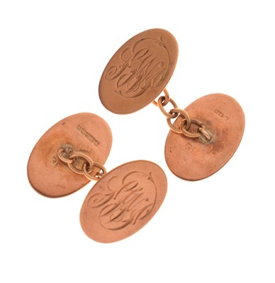 Lot 246 - Pair of George V 9ct rose gold cufflinks