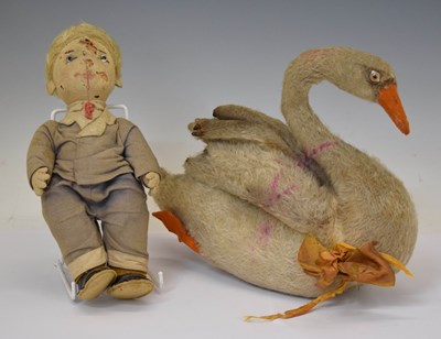 Lot 538 - Attributed to Steiff - Early 20th century boy doll, and soft toy swan